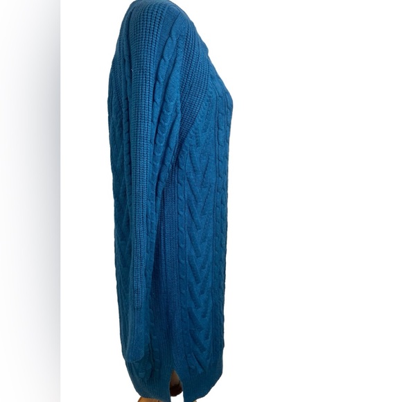 Black Tape by Macy’s Womens Plus Cable Knit Long sleeve Sweater dress Sz 1X Teal - Picture 2 of 4